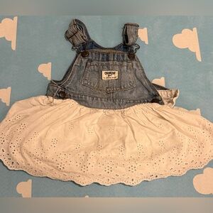 OshKosh B'gosh Blue and White Skirted Overalls 24 Mo Gently Used